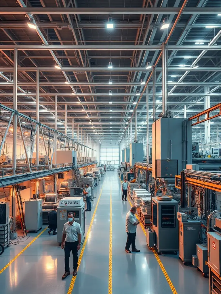 A wide shot of a modern semiconductor factory in Malaysia, showcasing the scale and sophistication of the industry in the region.