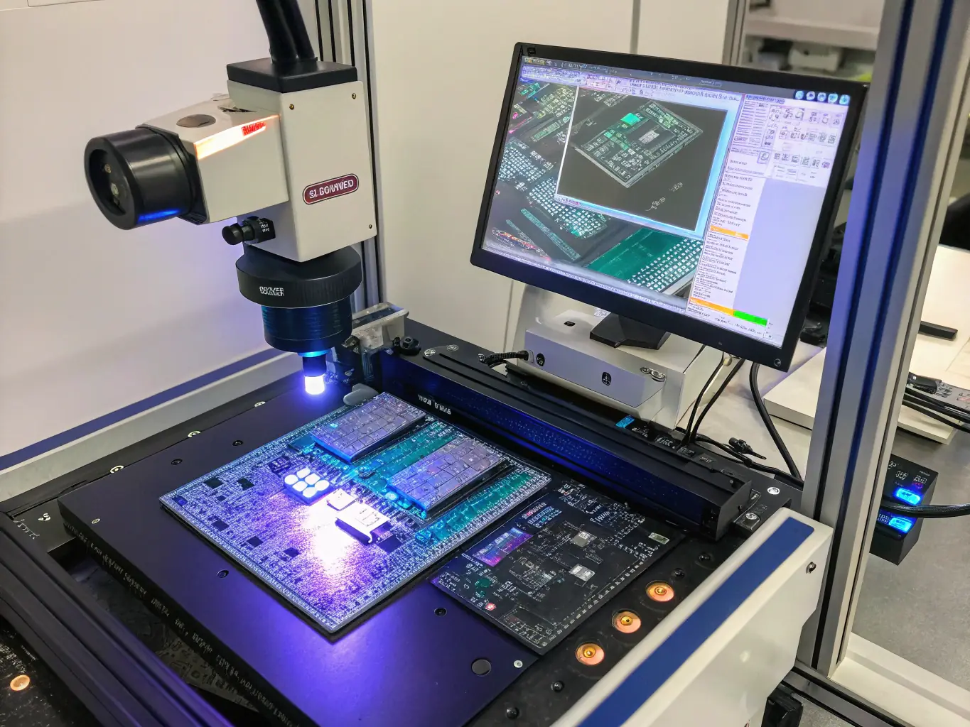 An image showcasing IA-CAT J & Repair software automatically generating inspection points on a PCB layout, demonstrating the efficiency and precision of the automated process.