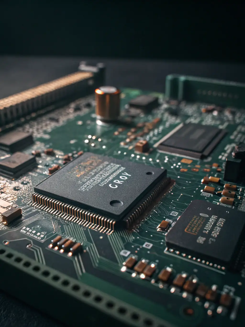 A high-resolution image depicting a PCB with clearly marked inspection points, showcasing the precision and detail offered by IA-CAT J & Repair.